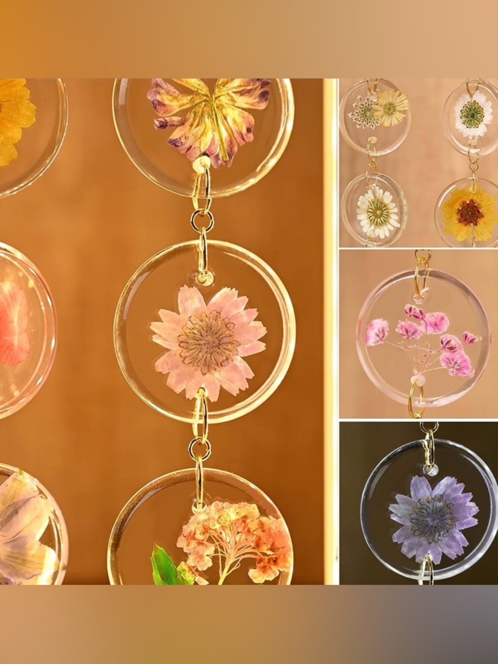 Vintage style Floral Decor Boho PRESSED FLOWERS LED light lamp bohemian hippie - Picture 7 of 8